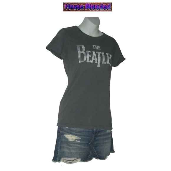 The Beatles Tee Shirt Distressed Crinkle Fatigued Gray McCartney Lennon Starr XL - Picture 2 of 8